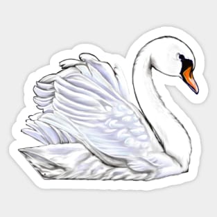 Swan - beautiful white swan Sticker